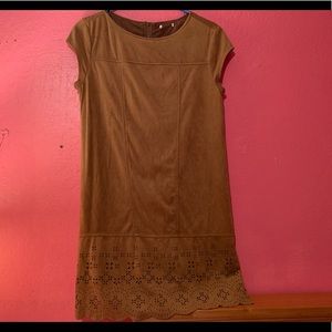 Brown mini suede dress